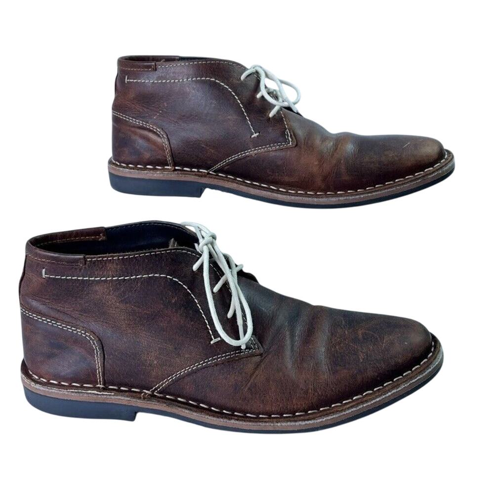 Steve Madden Chukka Boots Mens 7.5 Brown Leather P- IVON 982 Wood